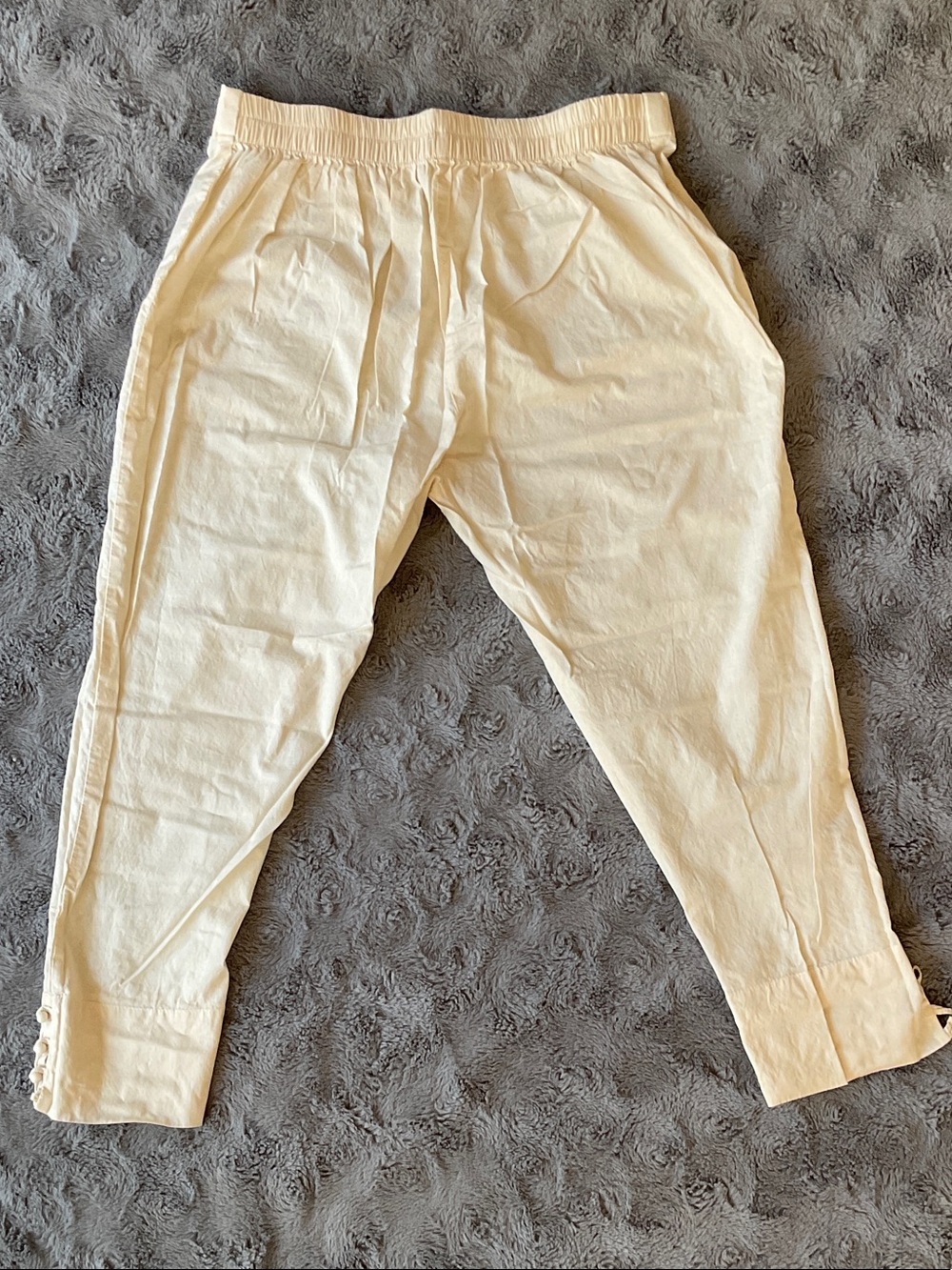 Women’s Cream Elastic-Waist Casual Pants